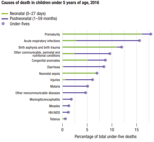 Causes of under 5 deaths 2016 WHS2018